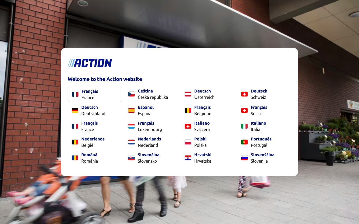 Page d'accueil du site officiel Action
