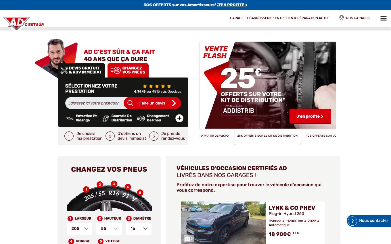 Page d'accueil du site officiel AD