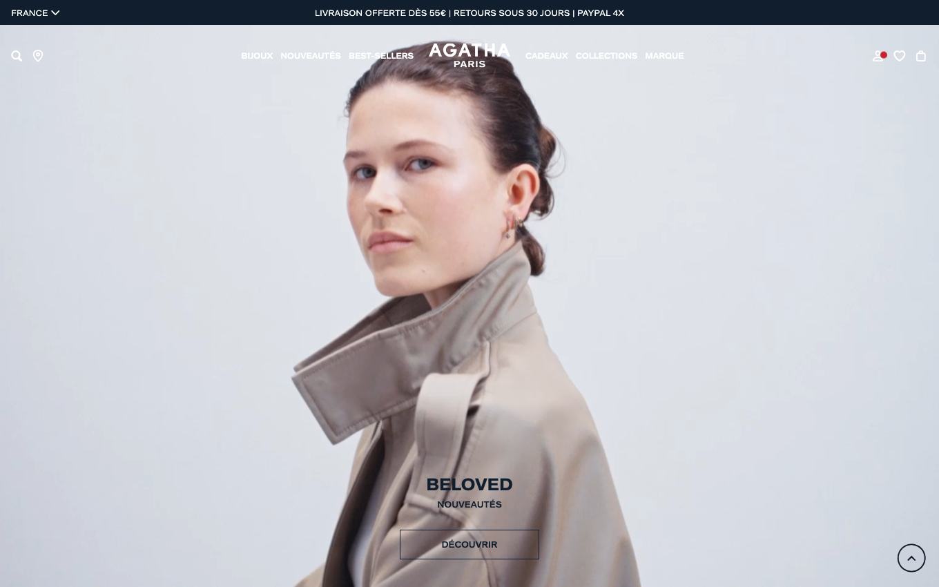 Page d'accueil du site officiel Agatha