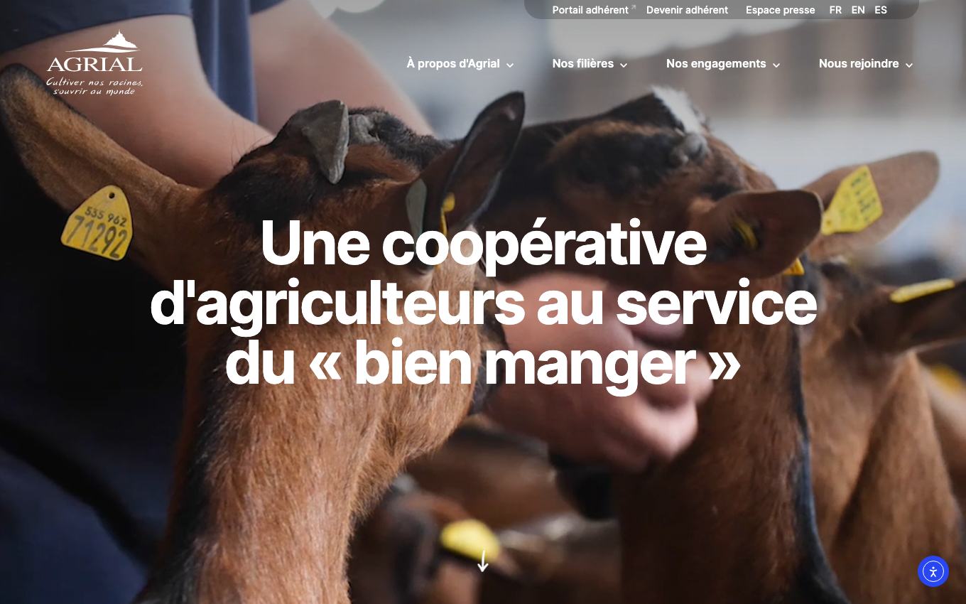 Page d'accueil du site officiel Agrial