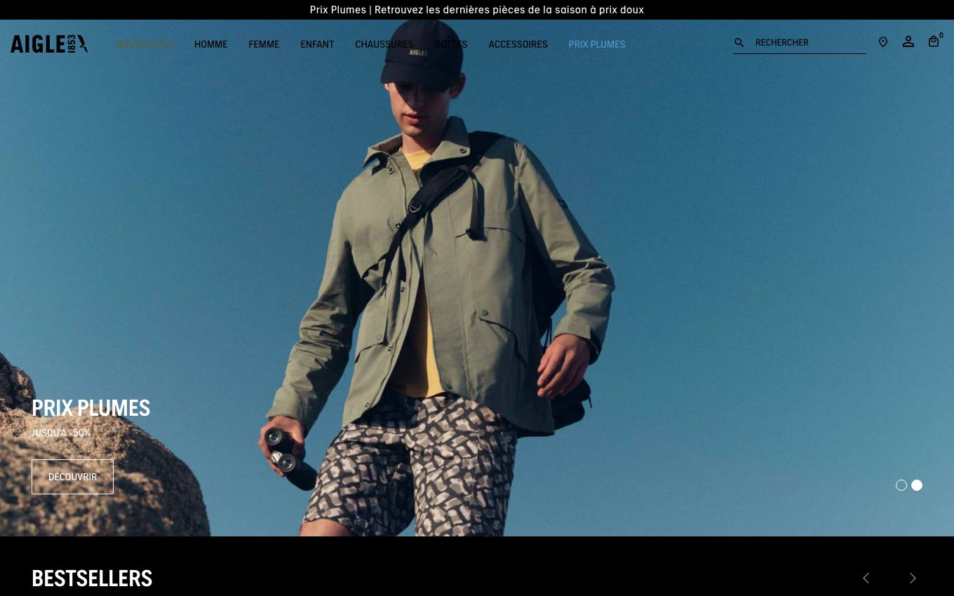 Page d'accueil du site officiel Aigle