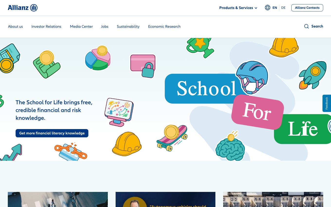 Page d'accueil du site officiel Allianz