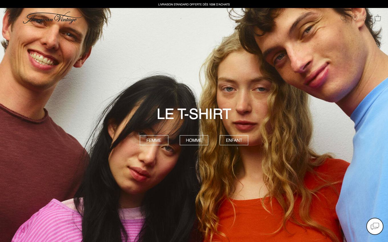 Page d'accueil du site officiel American Vintage