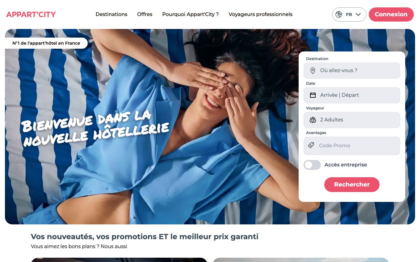 Page d'accueil du site officiel Appart'City