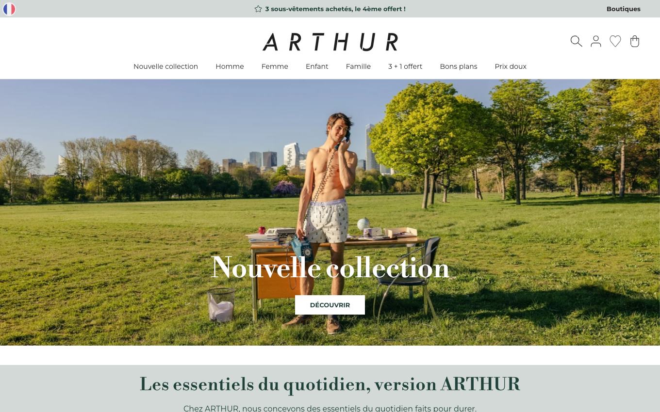 Page d'accueil du site officiel Arthur