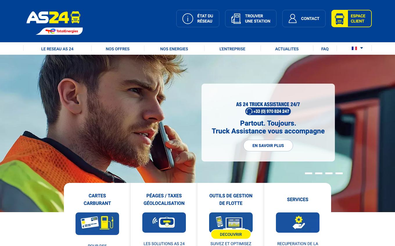 Page d'accueil du site officiel AS 24