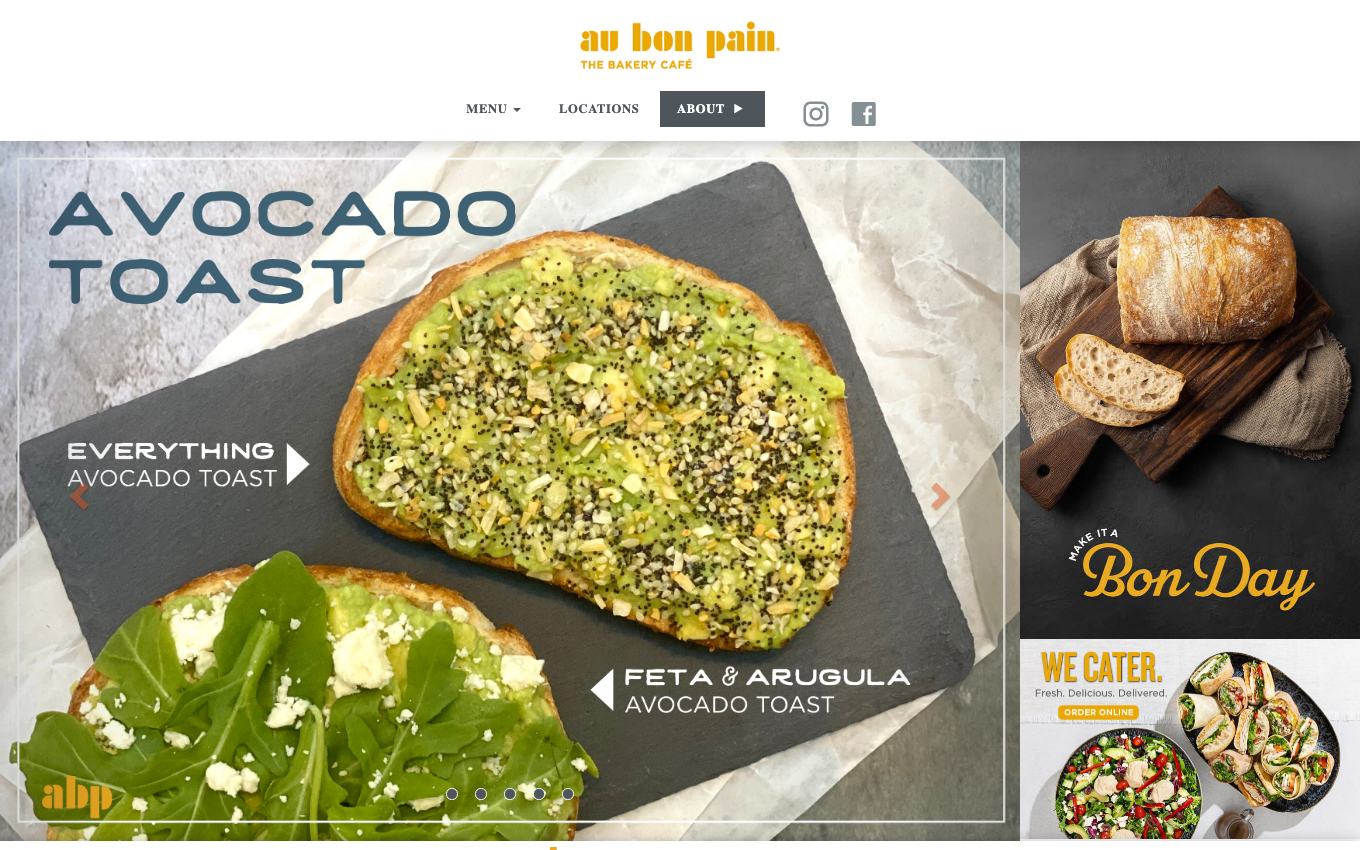 Page d'accueil du site officiel Au Bon Pain