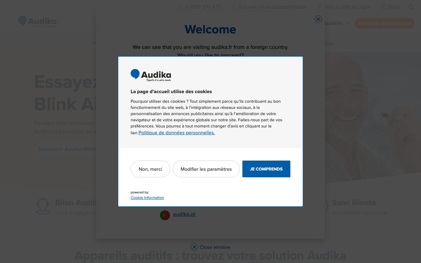 Page d'accueil du site officiel Audika