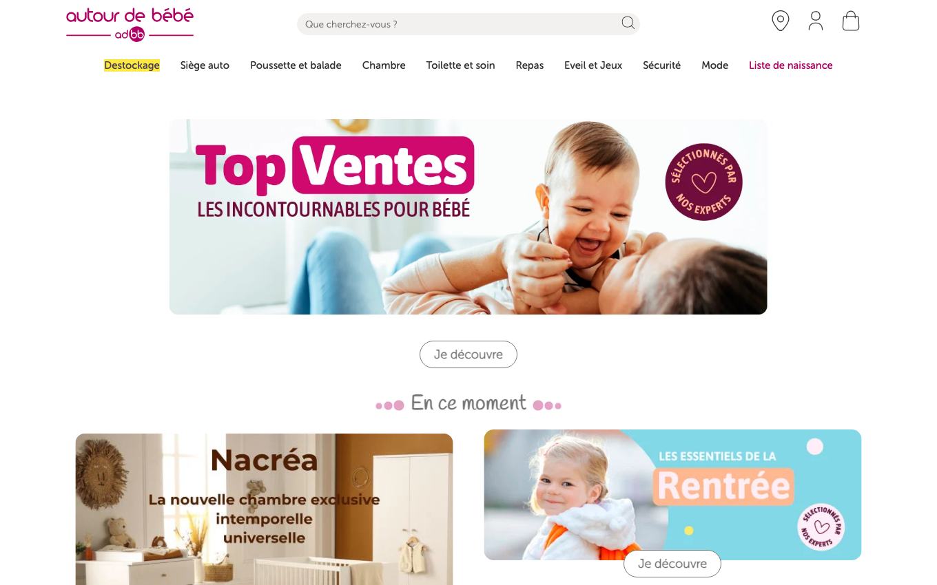 Page d'accueil du site officiel Autour de Bébé