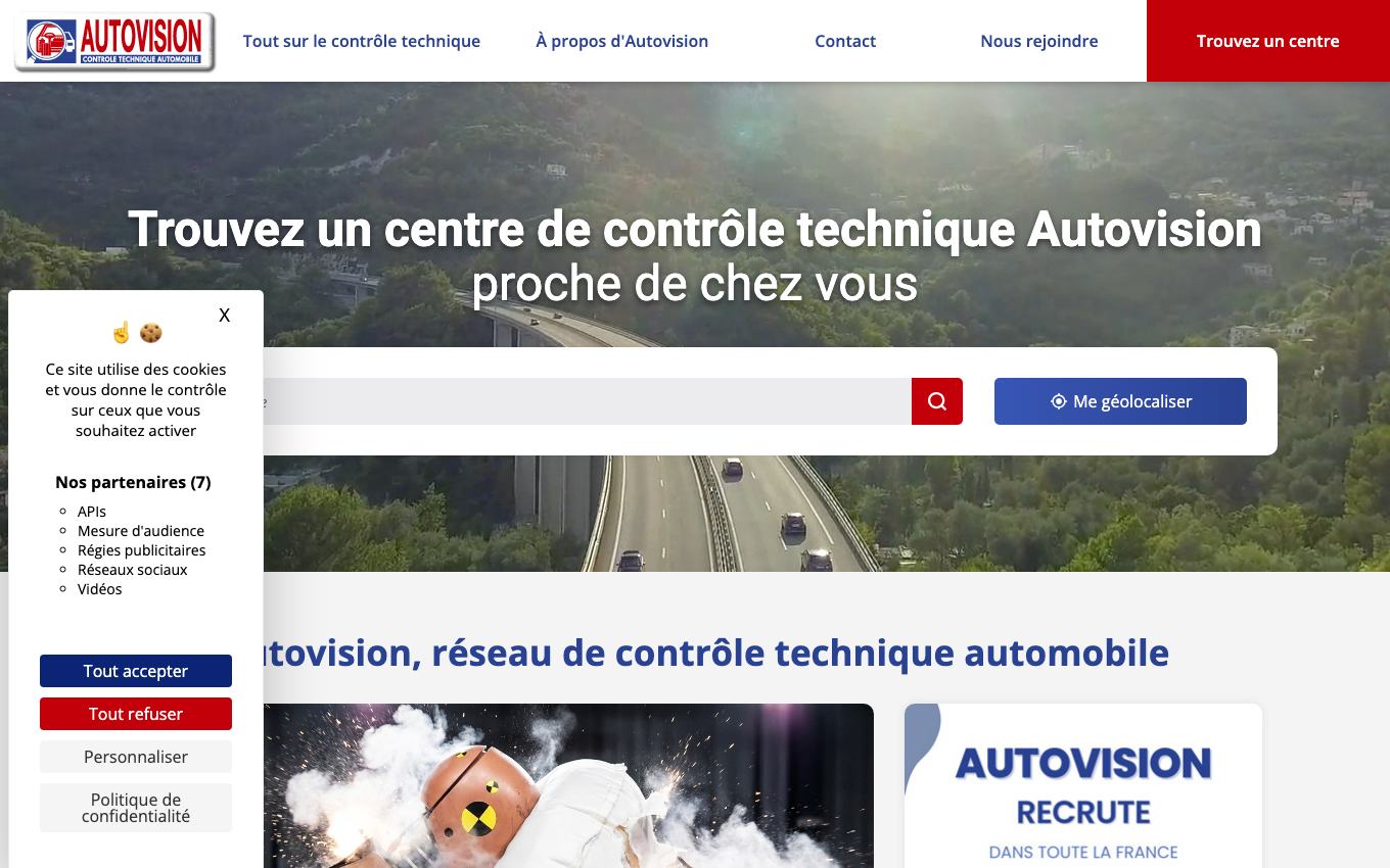 Page d'accueil du site officiel Autovision