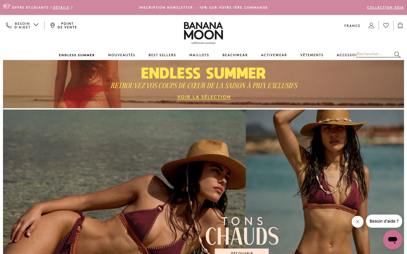 Page d'accueil du site officiel Banana Moon