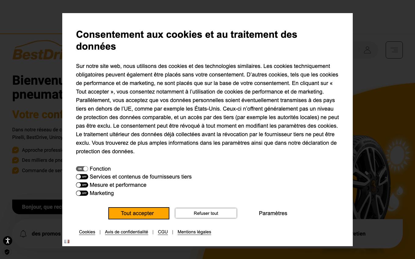 Page d'accueil du site officiel BestDrive