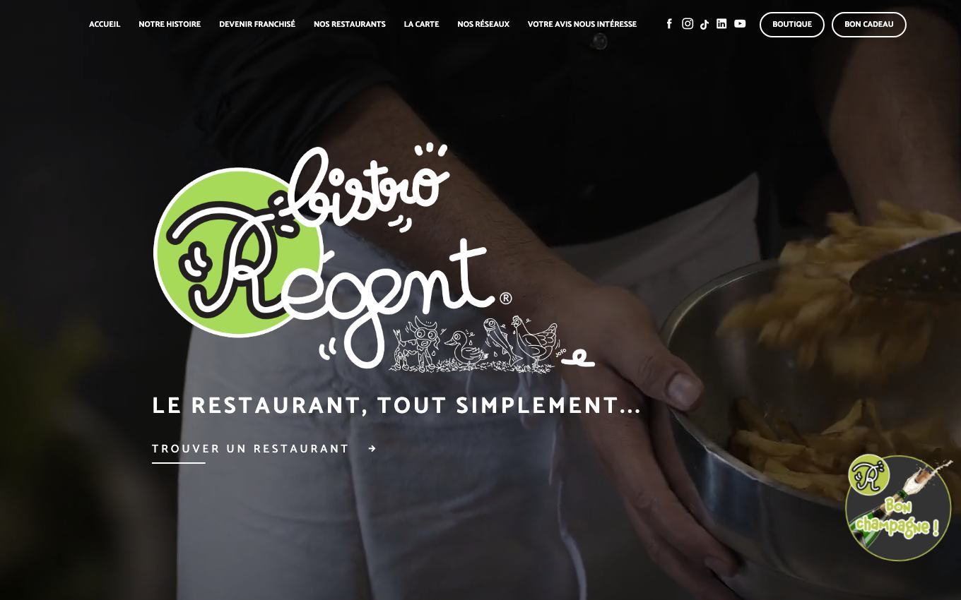 Page d'accueil du site officiel Bistro Régent