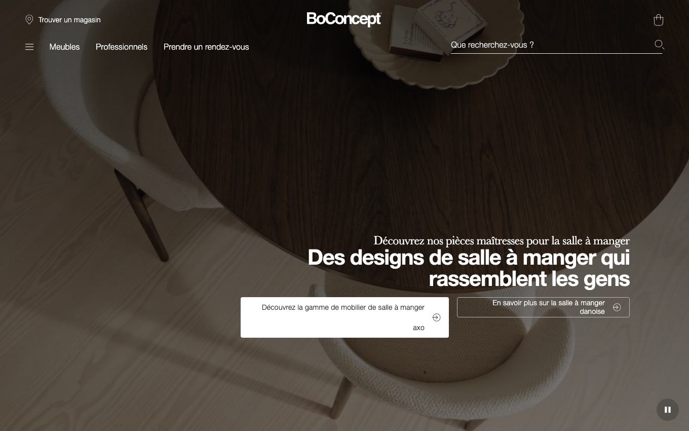 Page d'accueil du site officiel BoConcept
