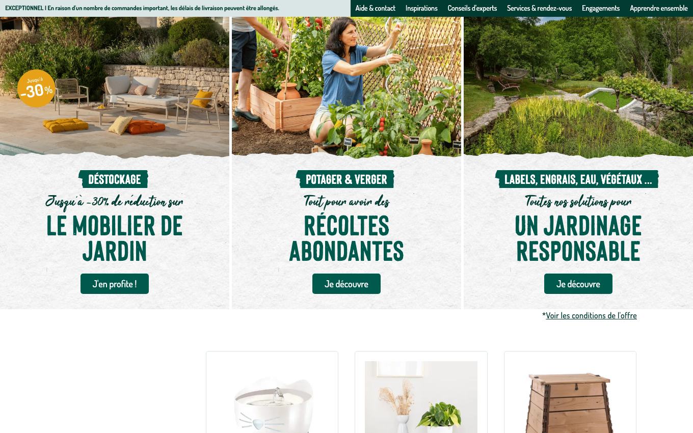 Page d'accueil du site officiel Botanic