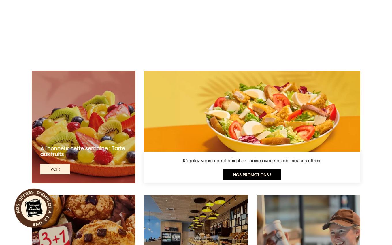 Page d'accueil du site officiel Boulangerie Louise