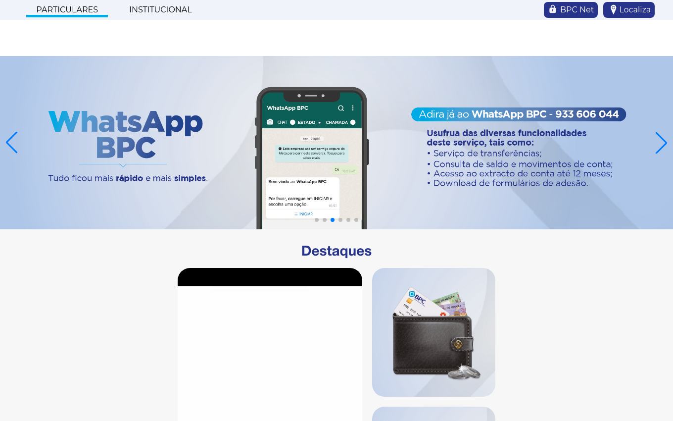Page d'accueil du site officiel BPC
