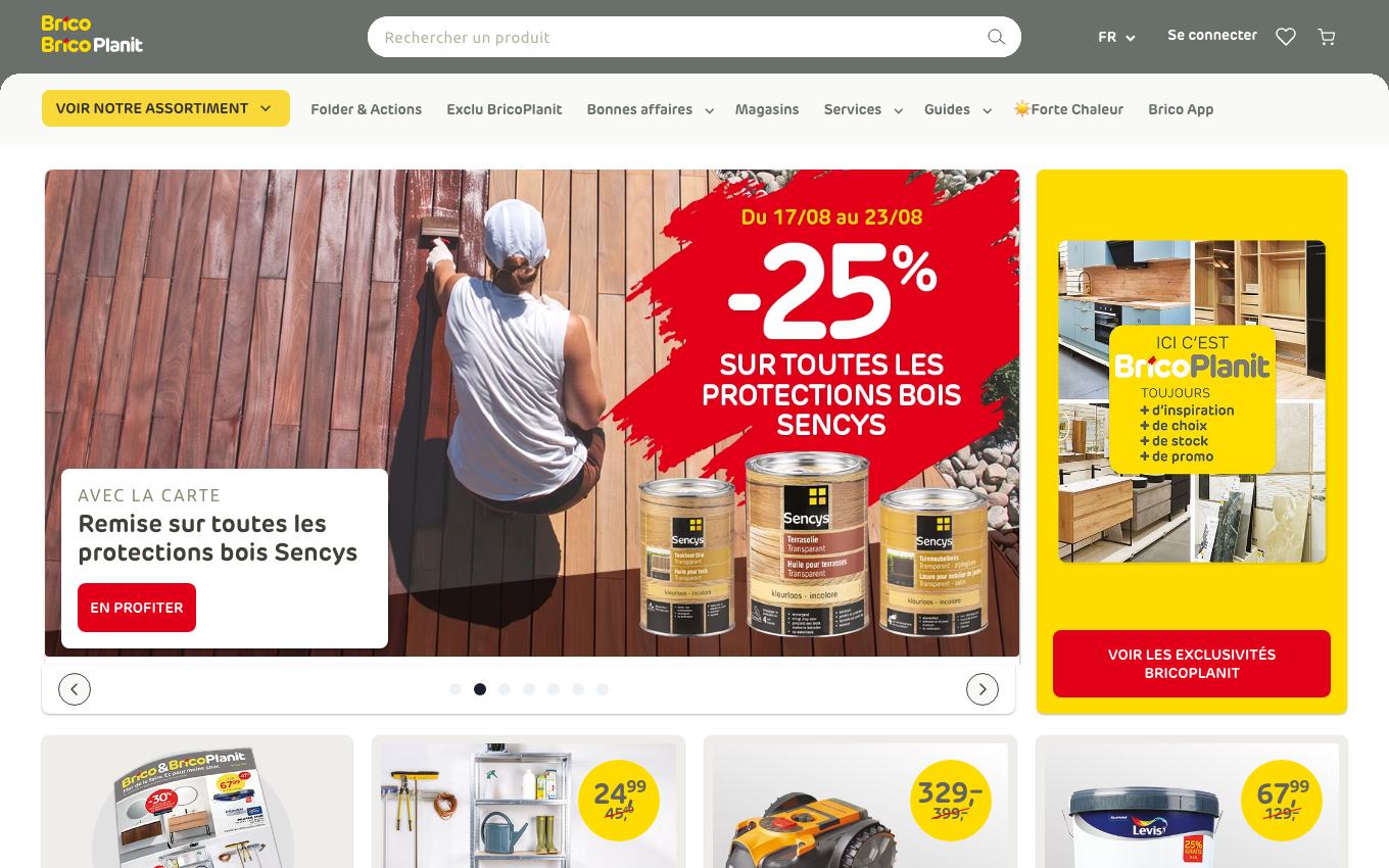 Page d'accueil du site officiel Brico