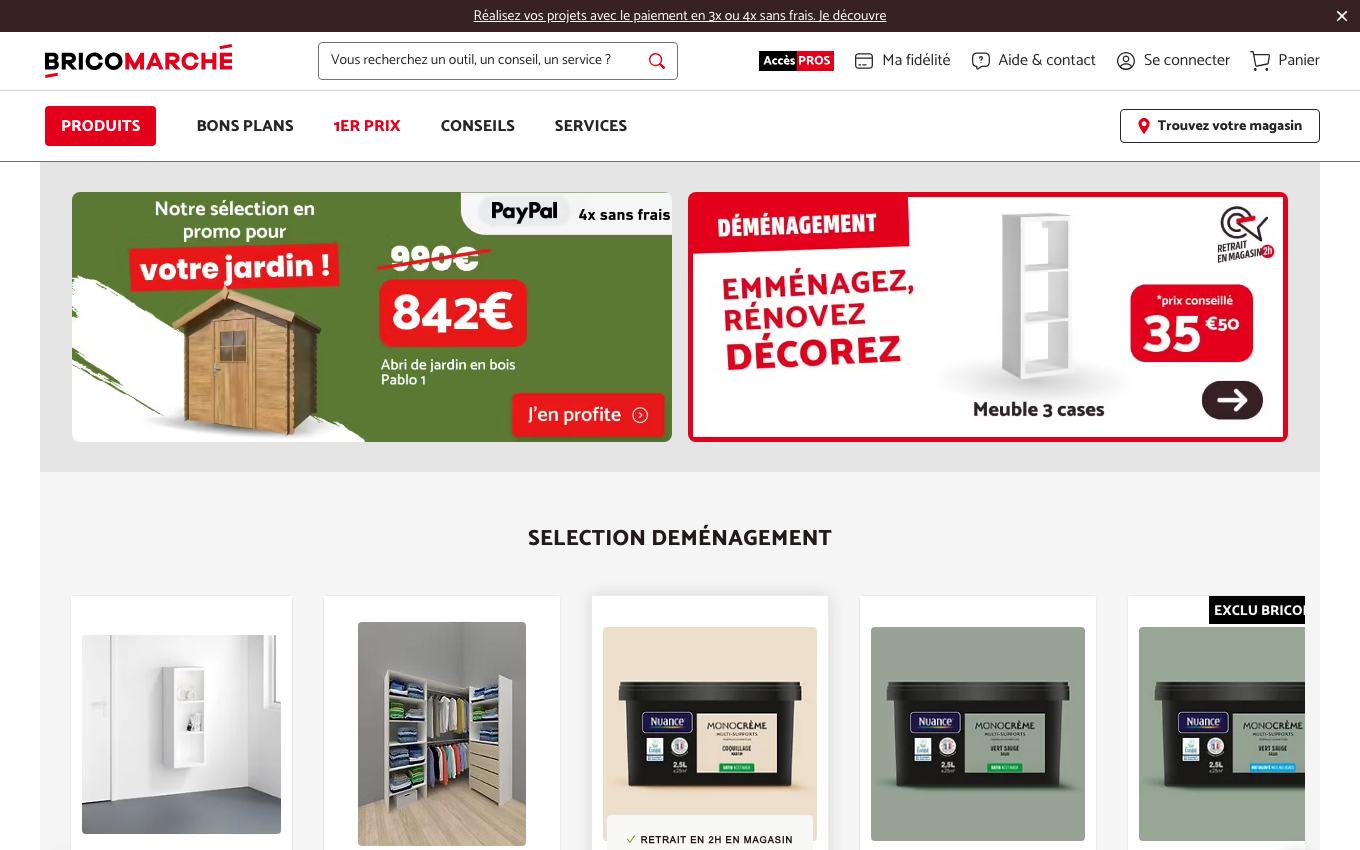 Page d'accueil du site officiel Bricomarché