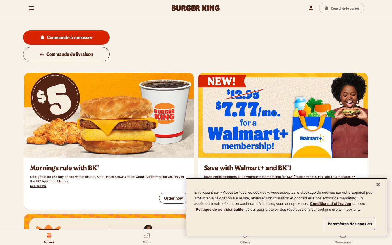 Site officiel Burger King