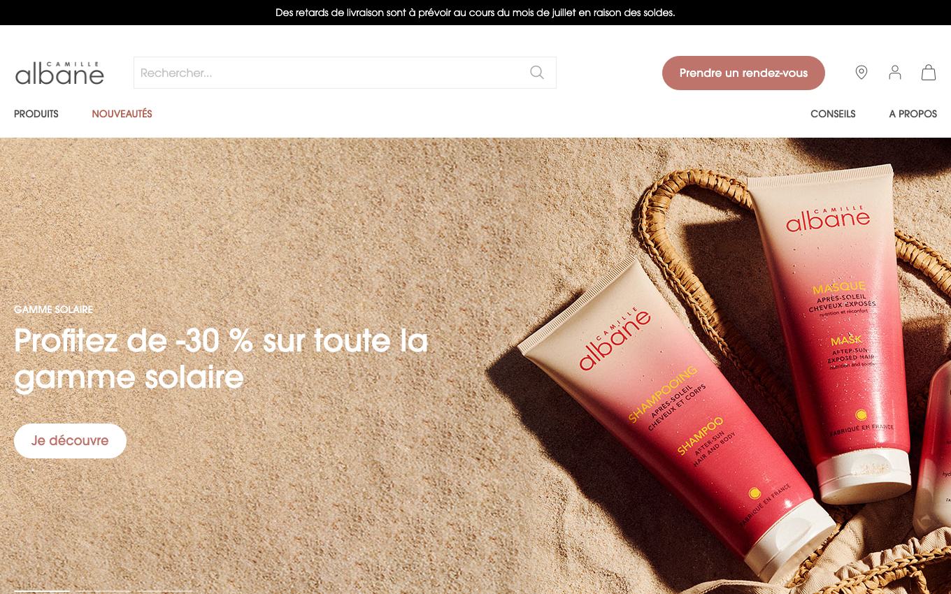 Page d'accueil du site officiel Camille Albane