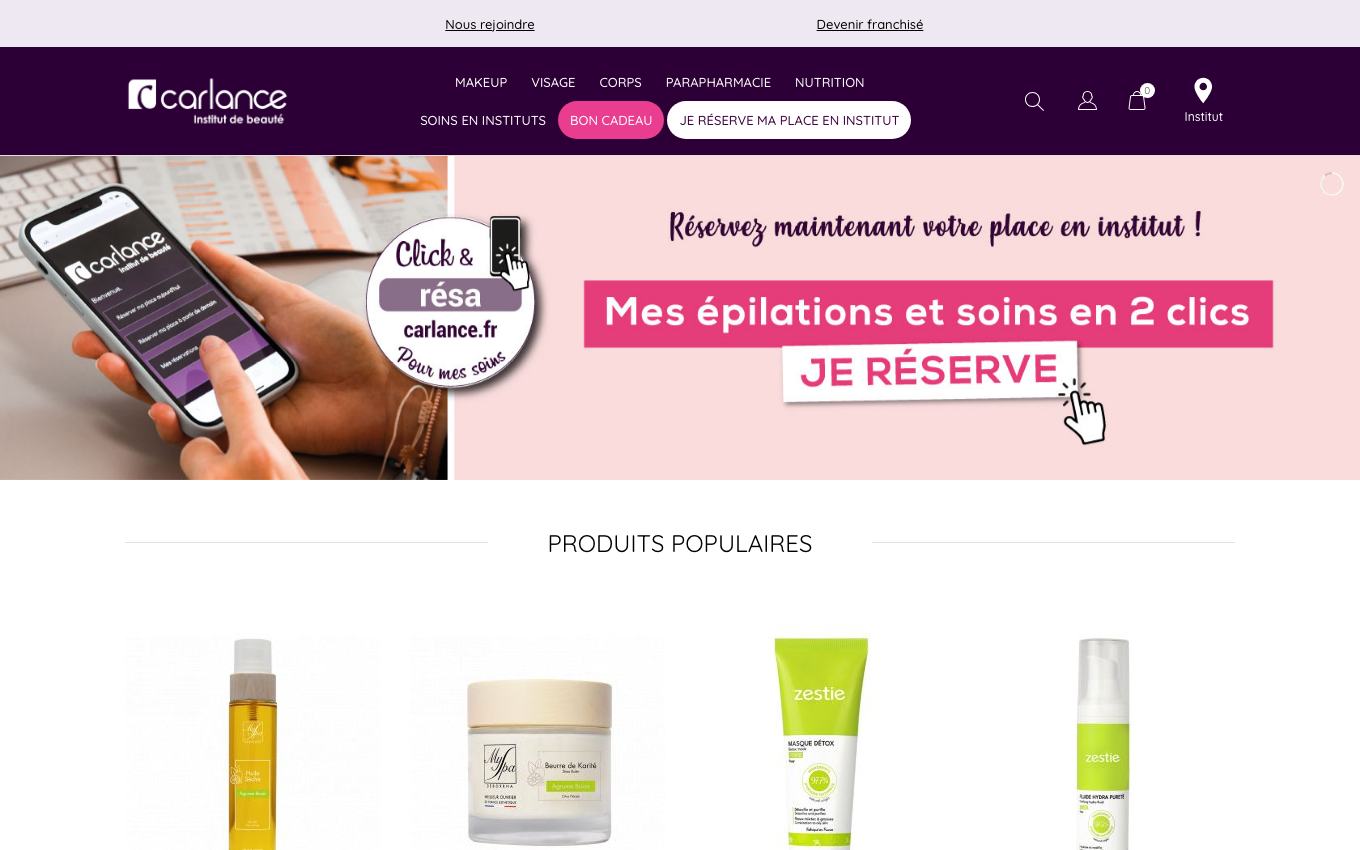 Page d'accueil du site officiel Carlance