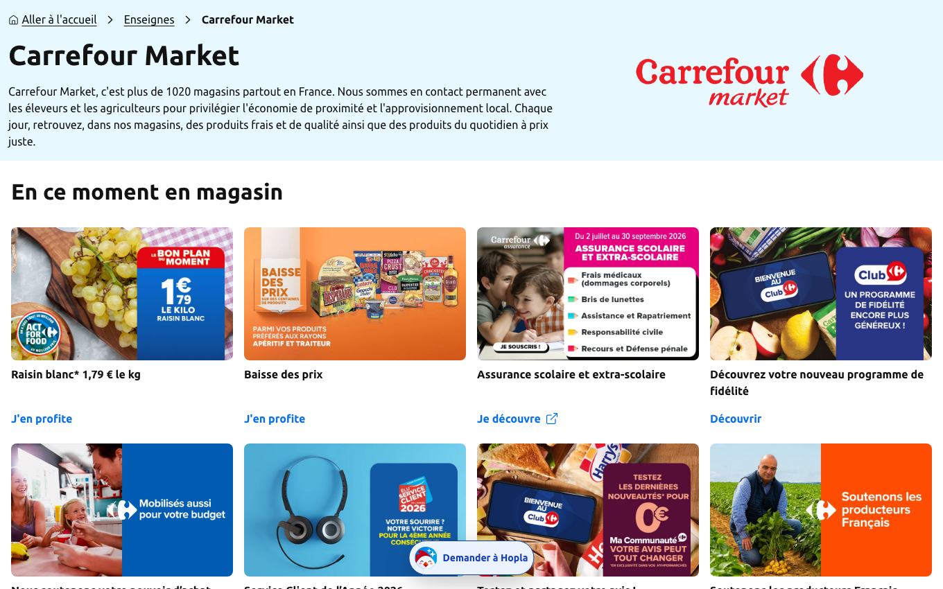 Page d'accueil du site officiel Carrefour Market