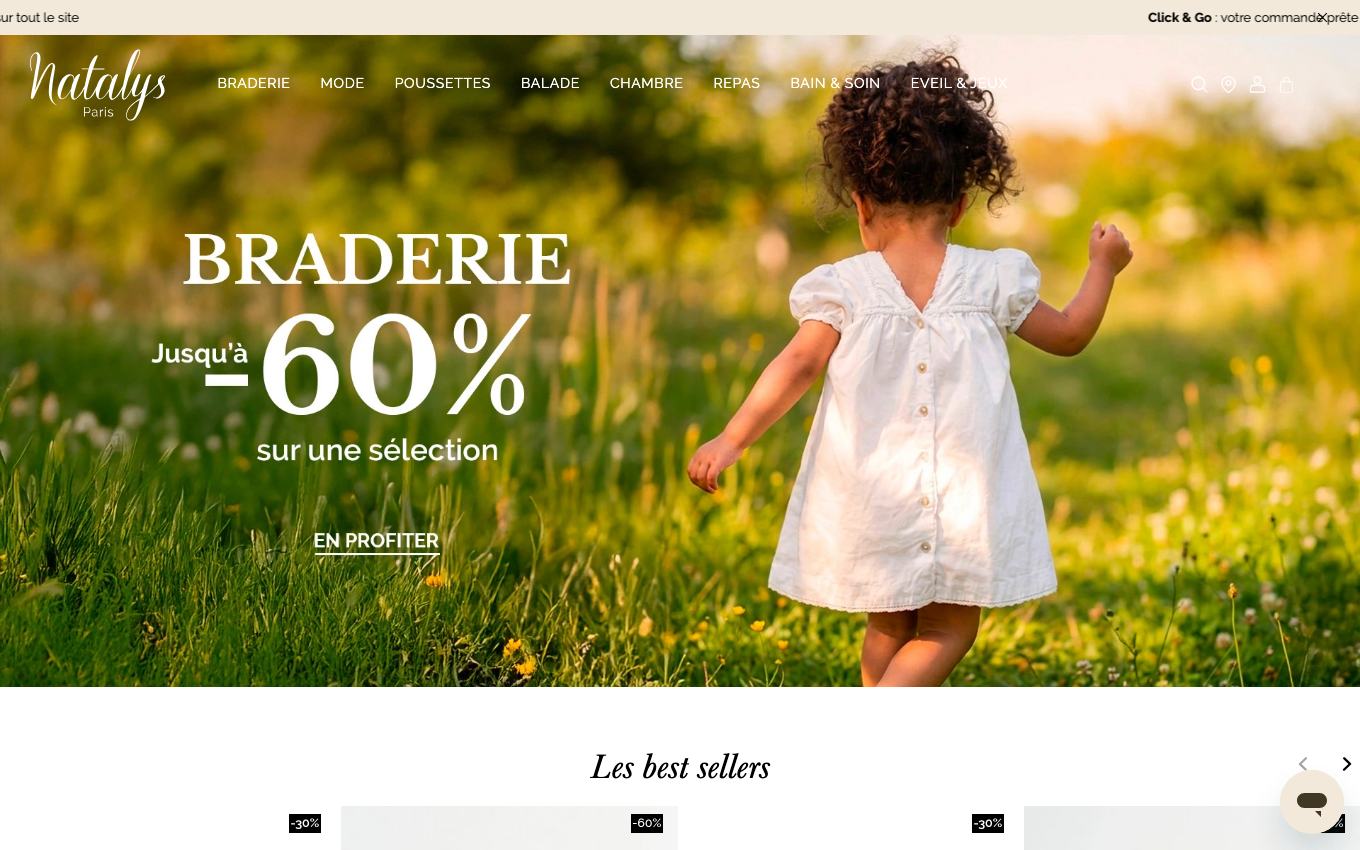 Page d'accueil du site officiel Natalys