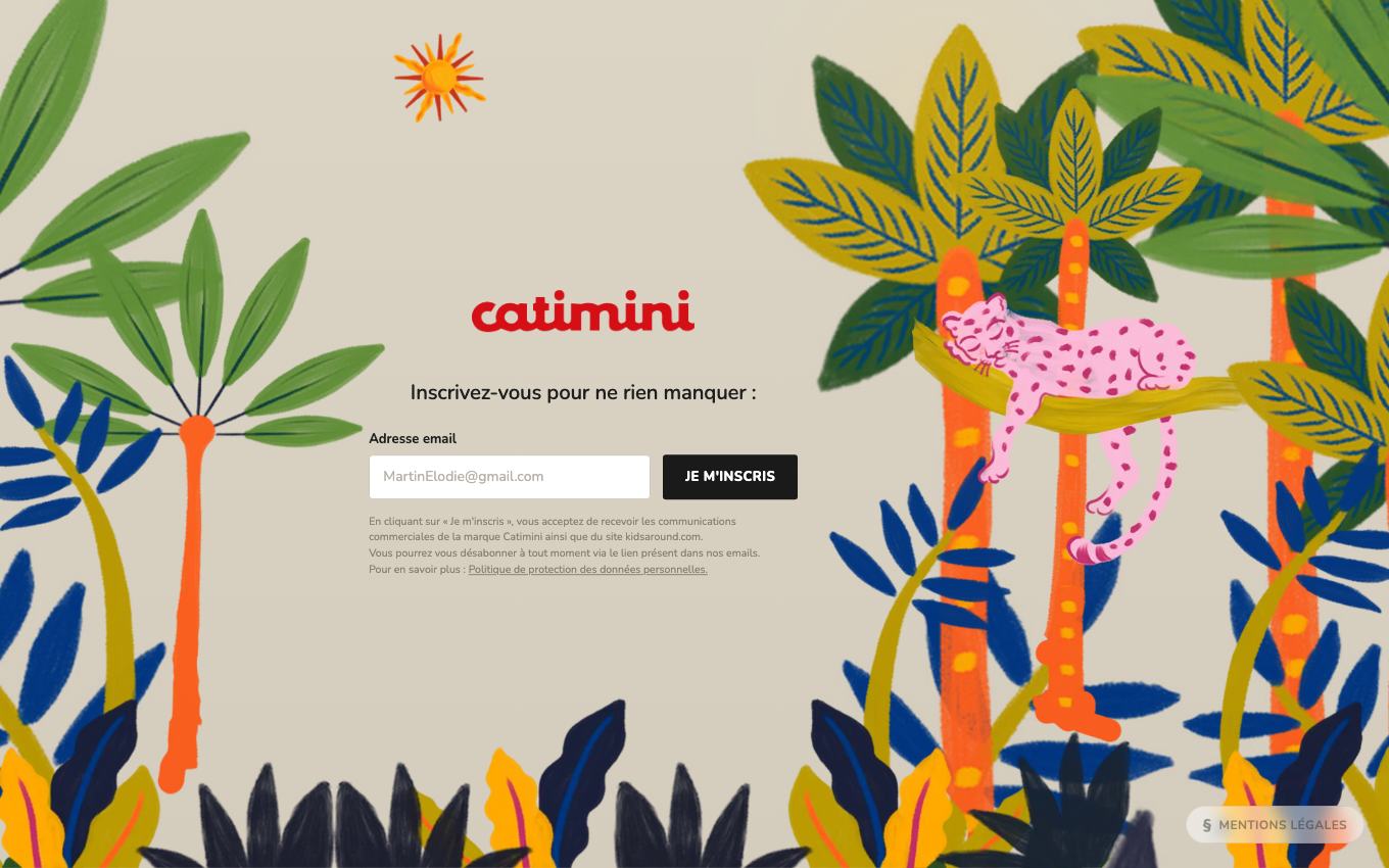 Page d'accueil du site officiel Catimini