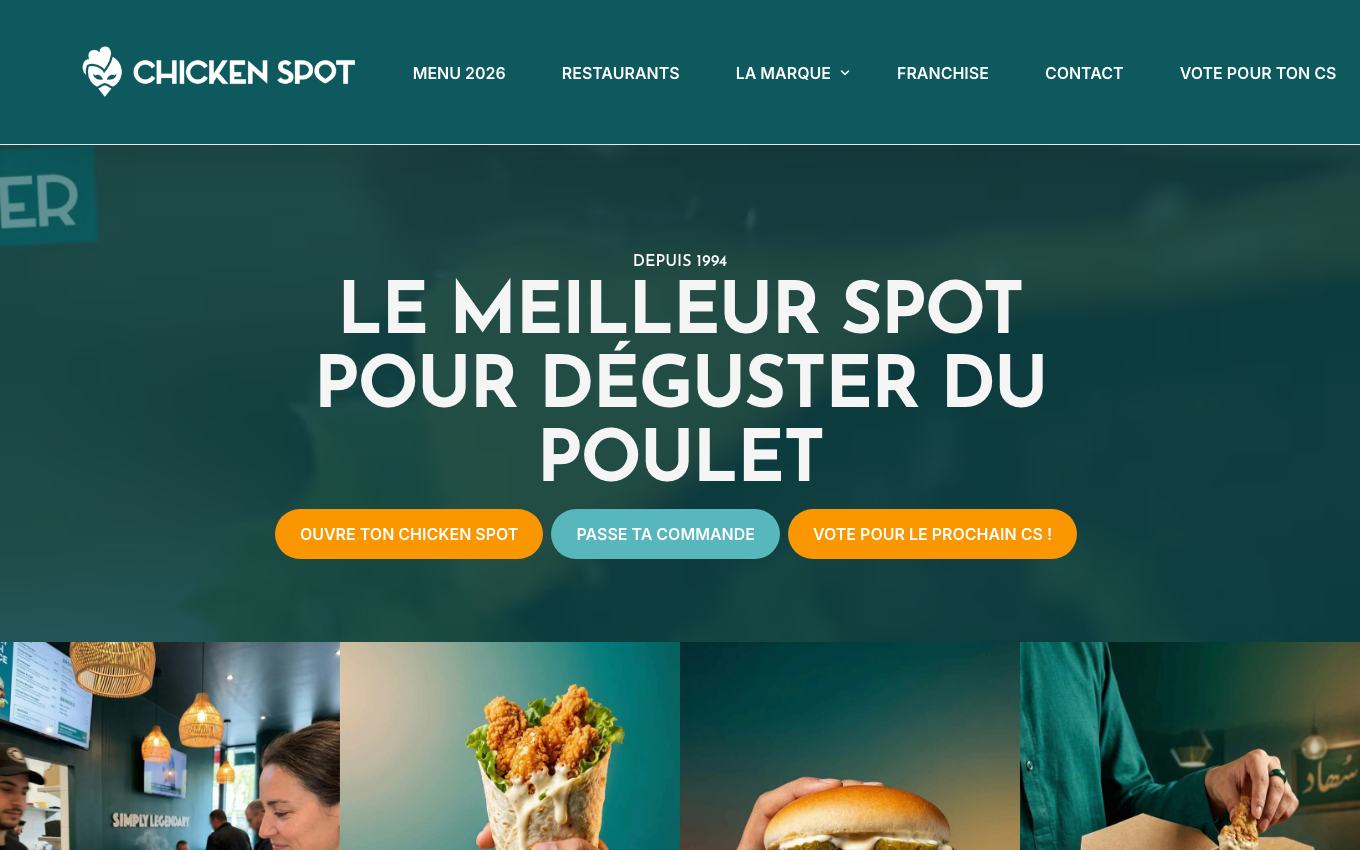 Page d'accueil du site officiel Chicken Spot