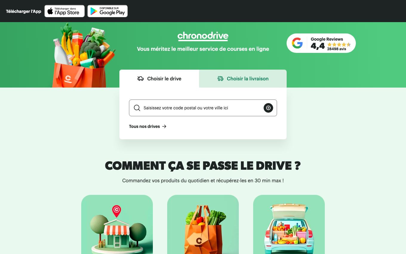 Page d'accueil du site officiel Chronodrive