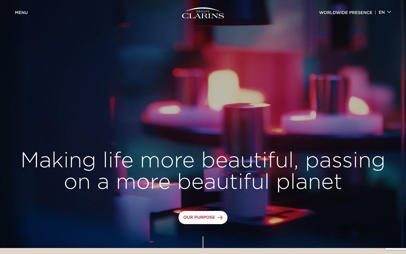 Page d'accueil du site officiel Clarins