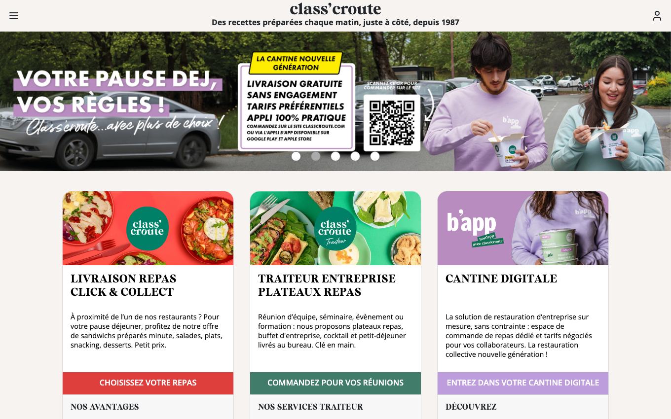 Page d'accueil du site officiel Class'croute