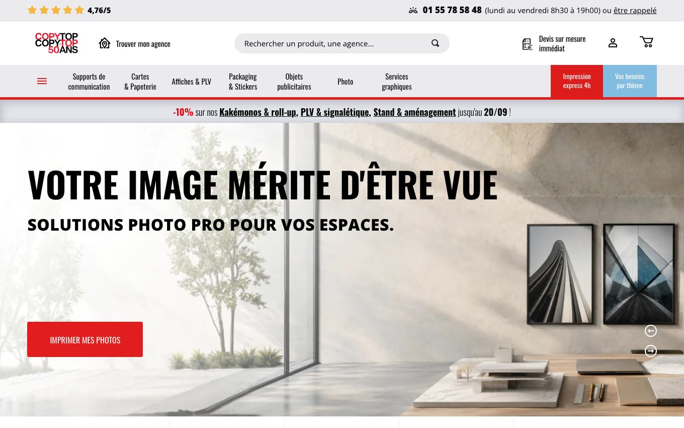 Page d'accueil du site officiel Copy-Top
