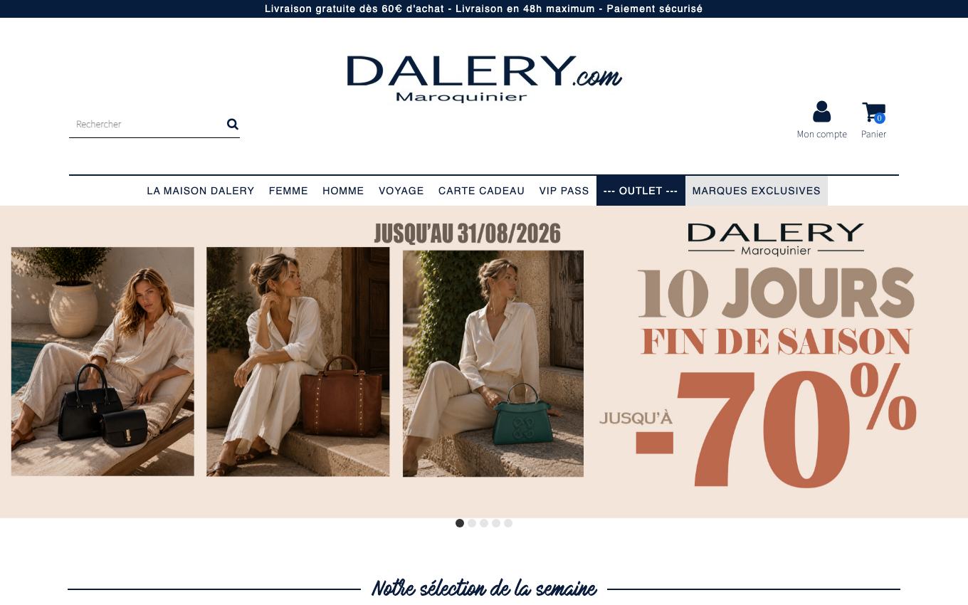 Page d'accueil du site officiel Dalery