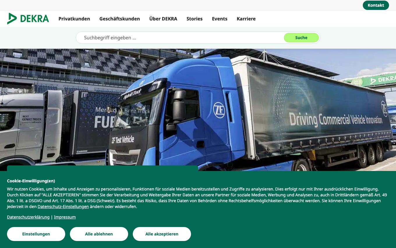 Page d'accueil du site officiel DEKRA