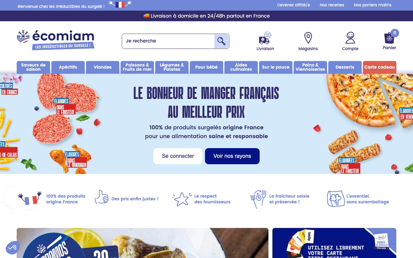 Page d'accueil du site officiel Écomiam