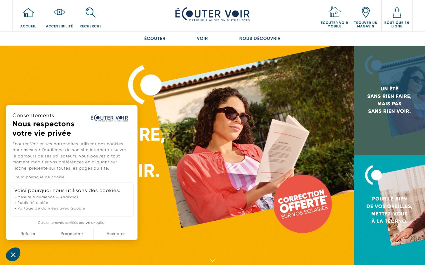 Page d'accueil du site officiel Écouter Voir