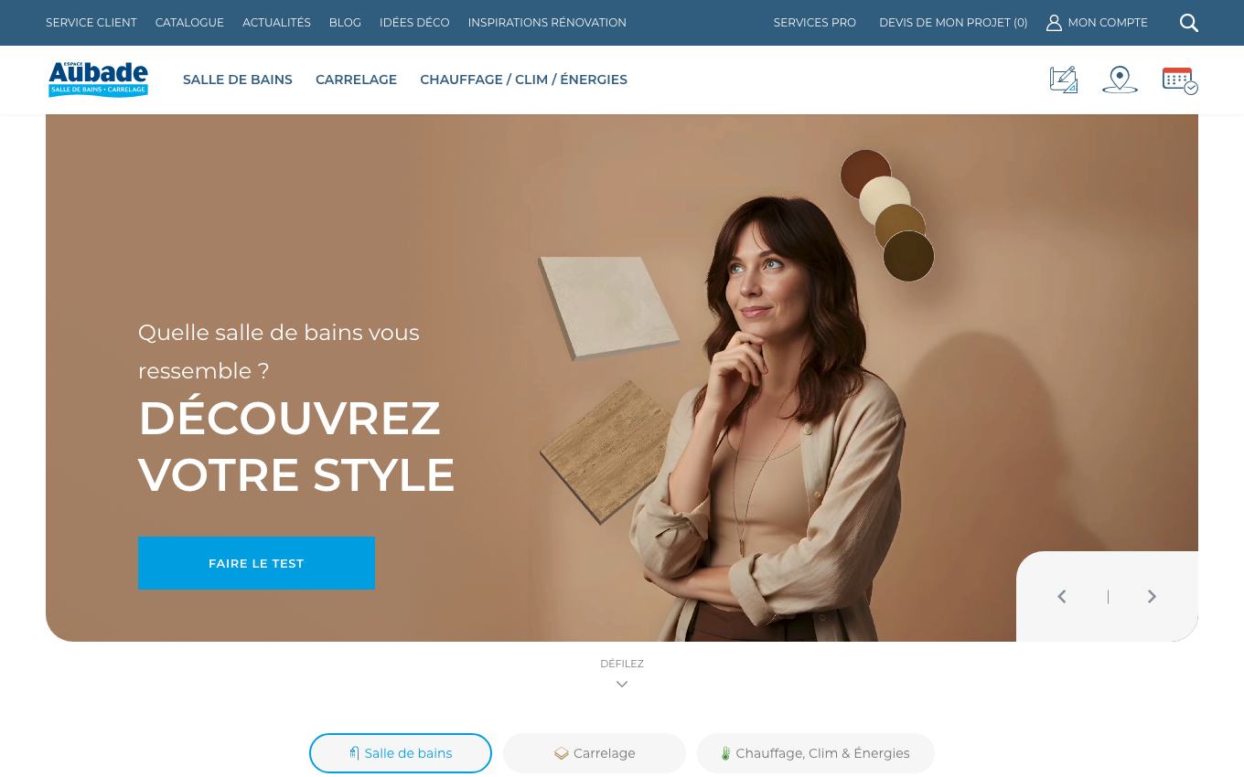 Page d'accueil du site officiel Espace Aubade