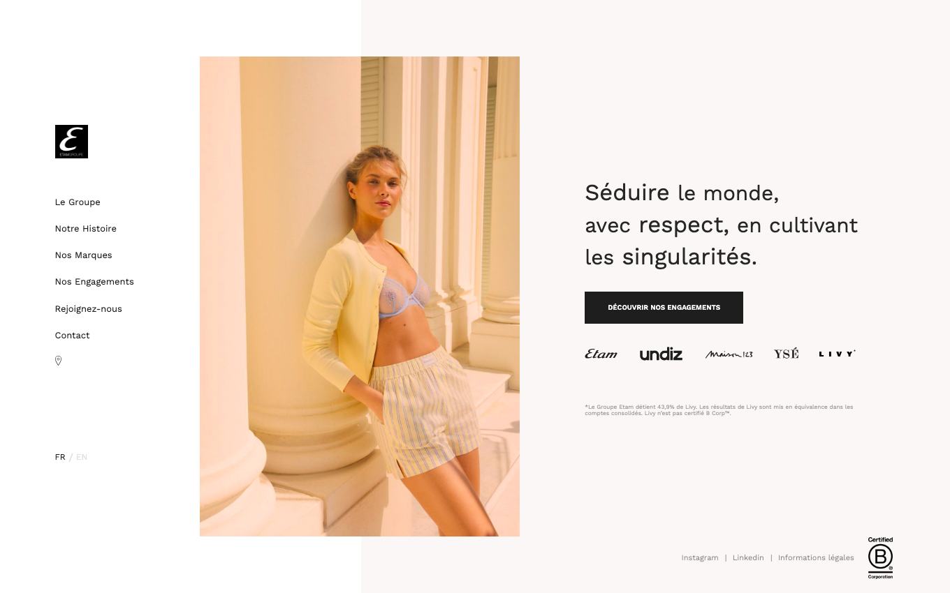 Page d'accueil du site officiel Etam