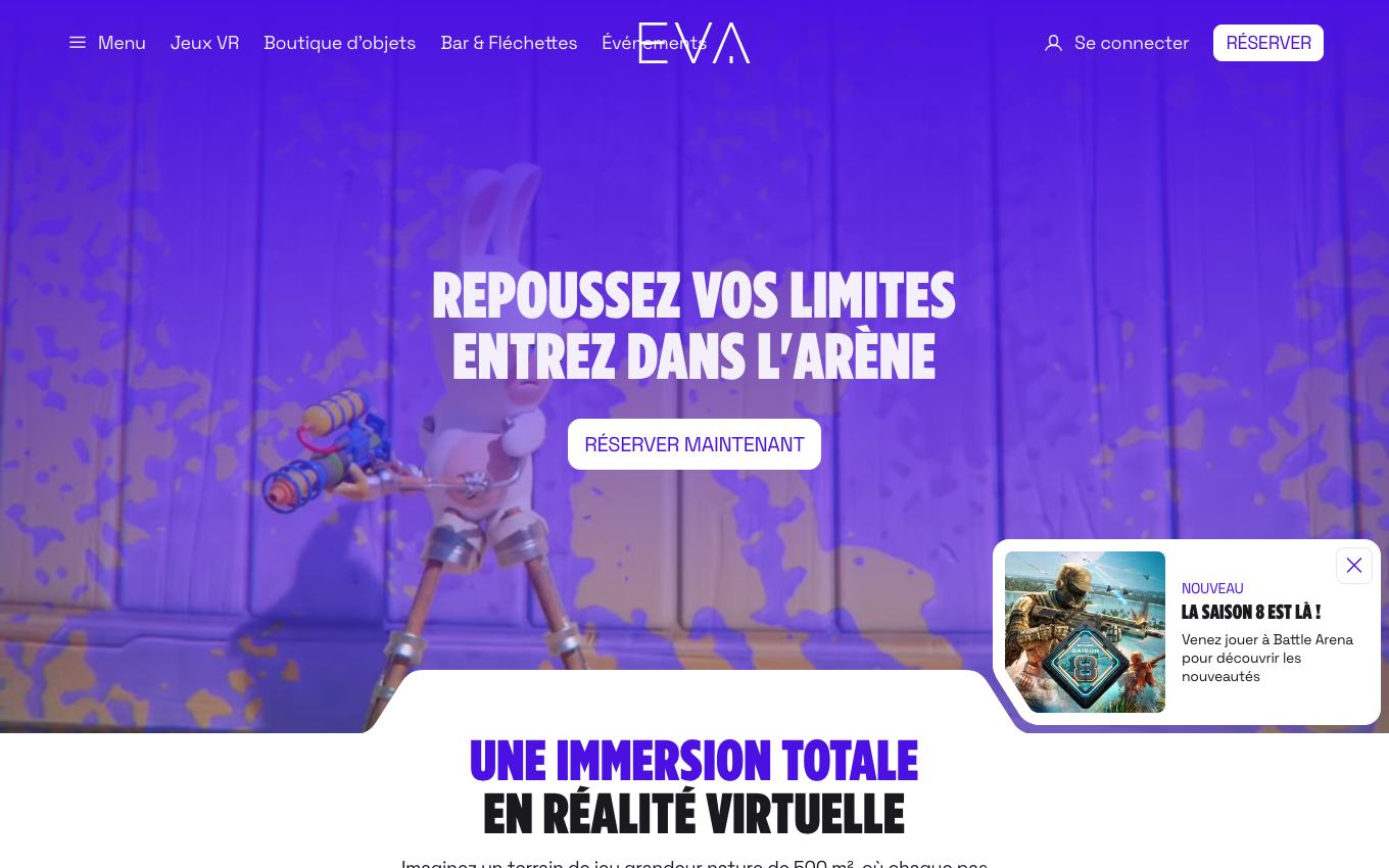 Page d'accueil du site officiel EVA