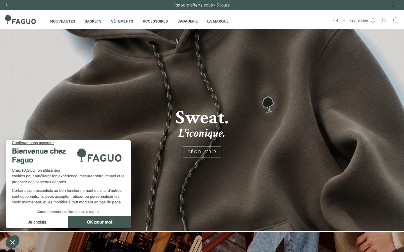 Page d'accueil du site officiel Faguo