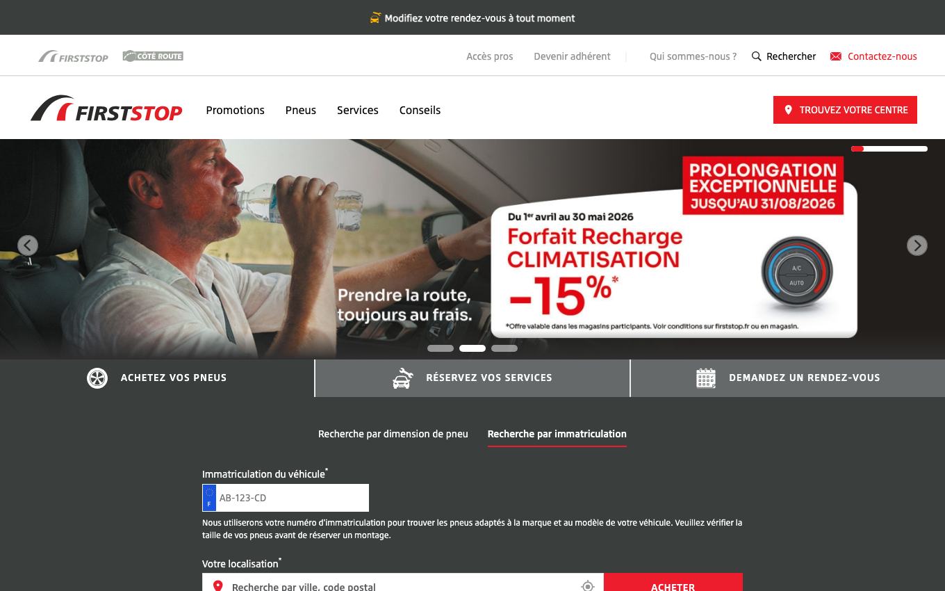 Page d'accueil du site officiel First Stop