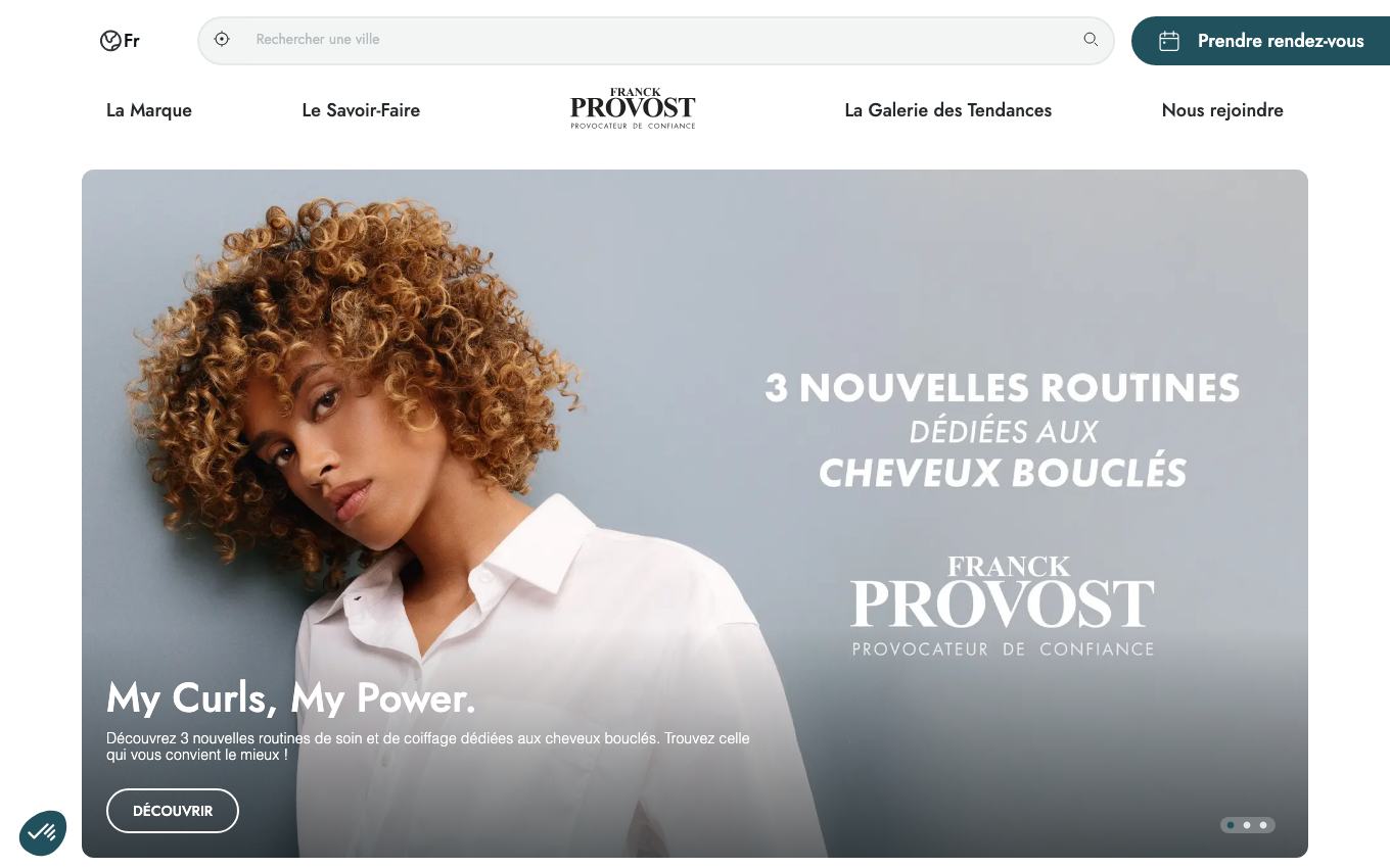 Page d'accueil du site officiel Franck Provost