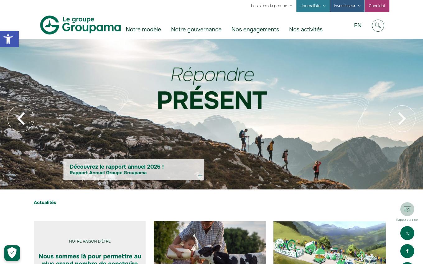 Page d'accueil du site officiel Groupama
