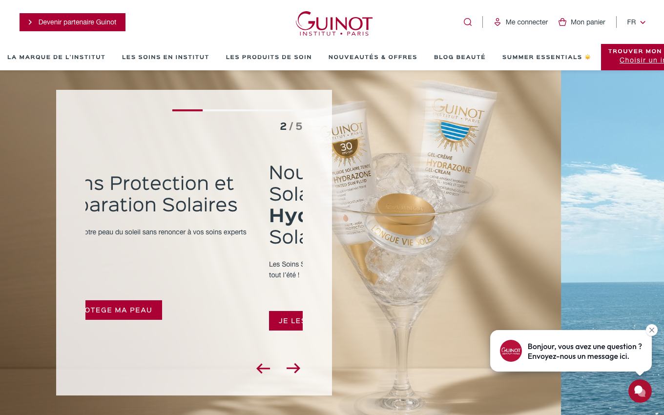 Page d'accueil du site officiel Guinot