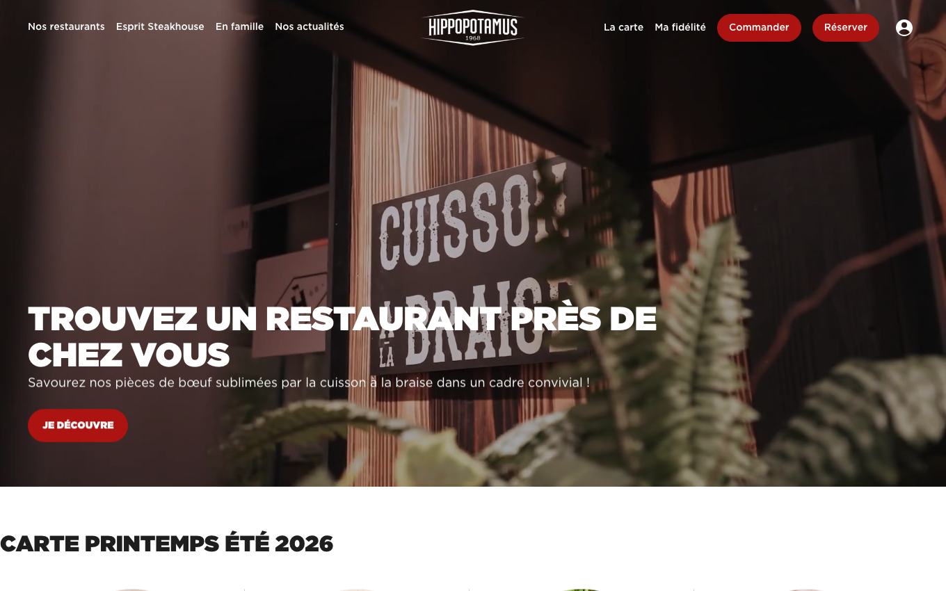 Page d'accueil du site officiel Hippopotamus
