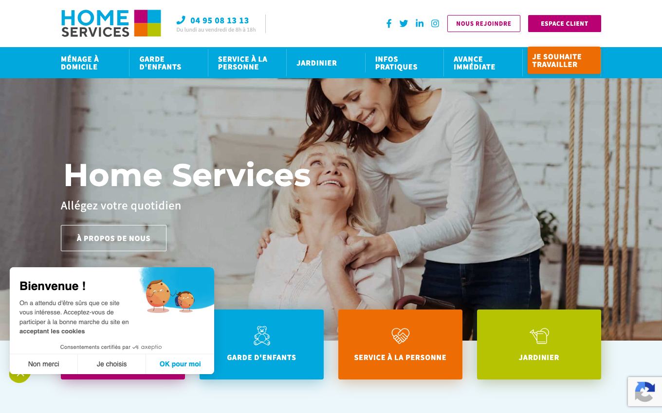 Page d'accueil du site officiel Home Services