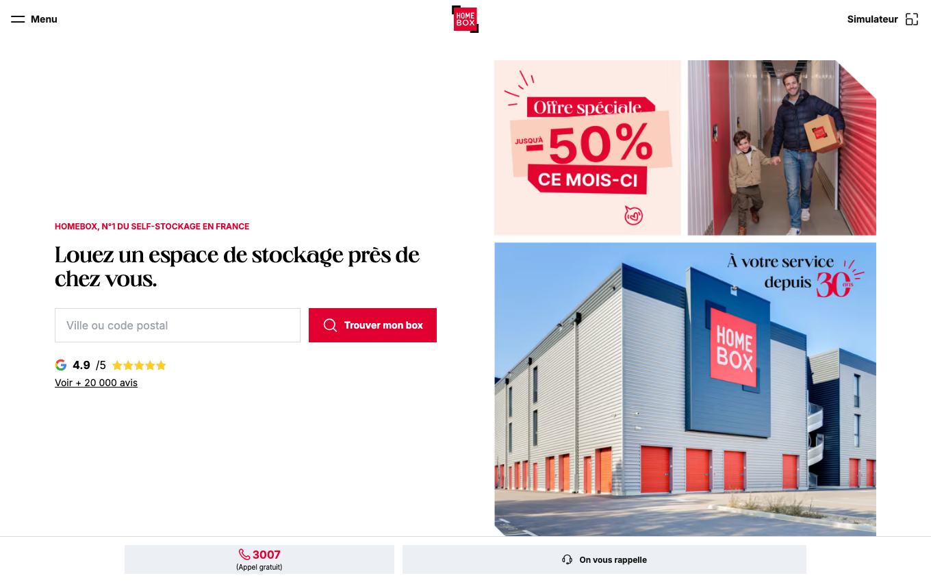 Page d'accueil du site officiel Homebox