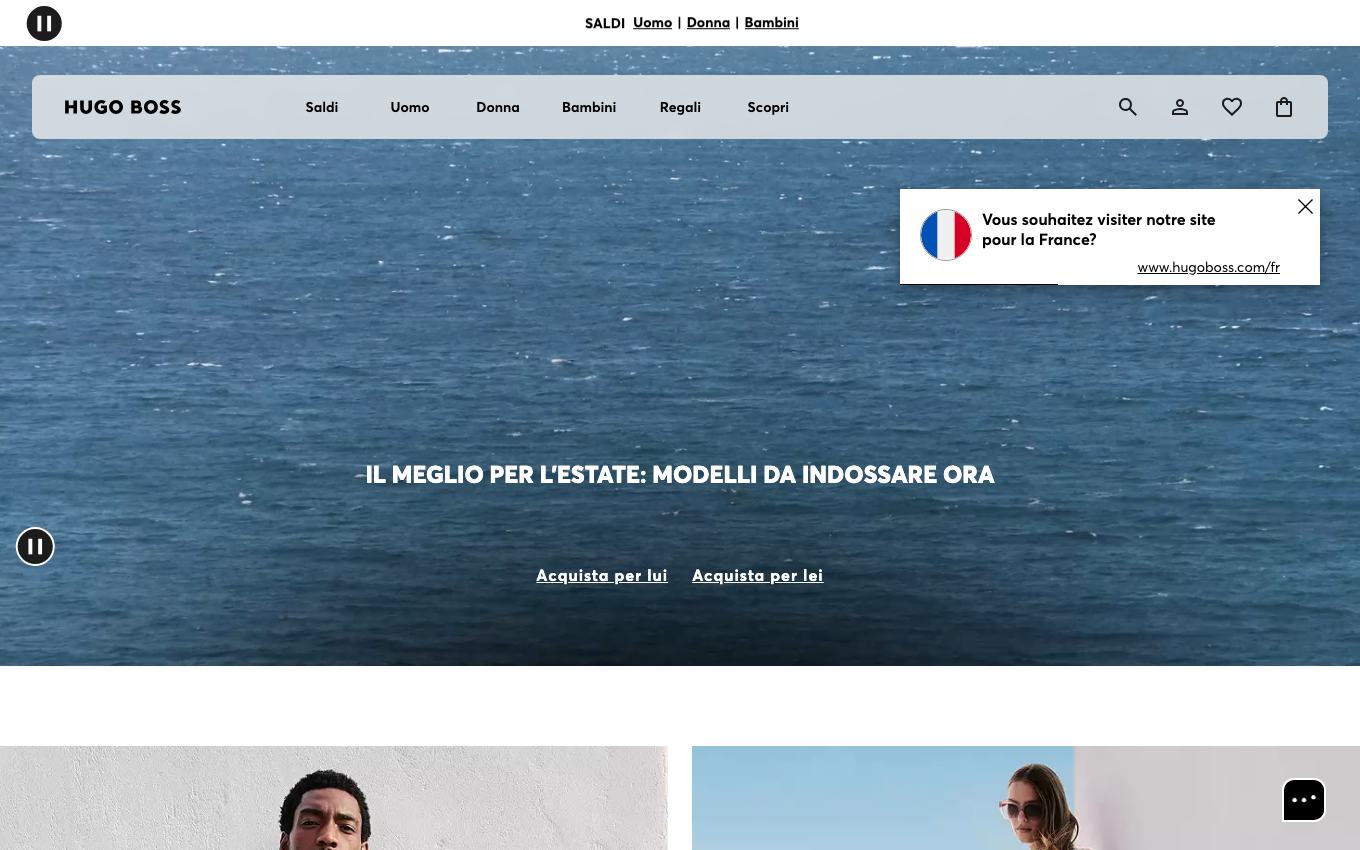 Page d'accueil du site officiel Hugo Boss